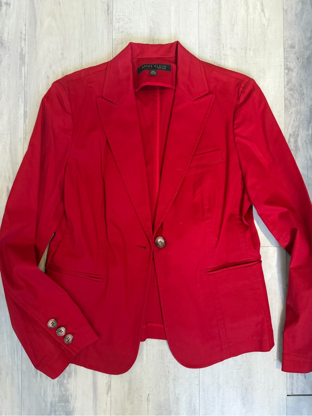 Anne Klein Bright Red Single-Button Blazer